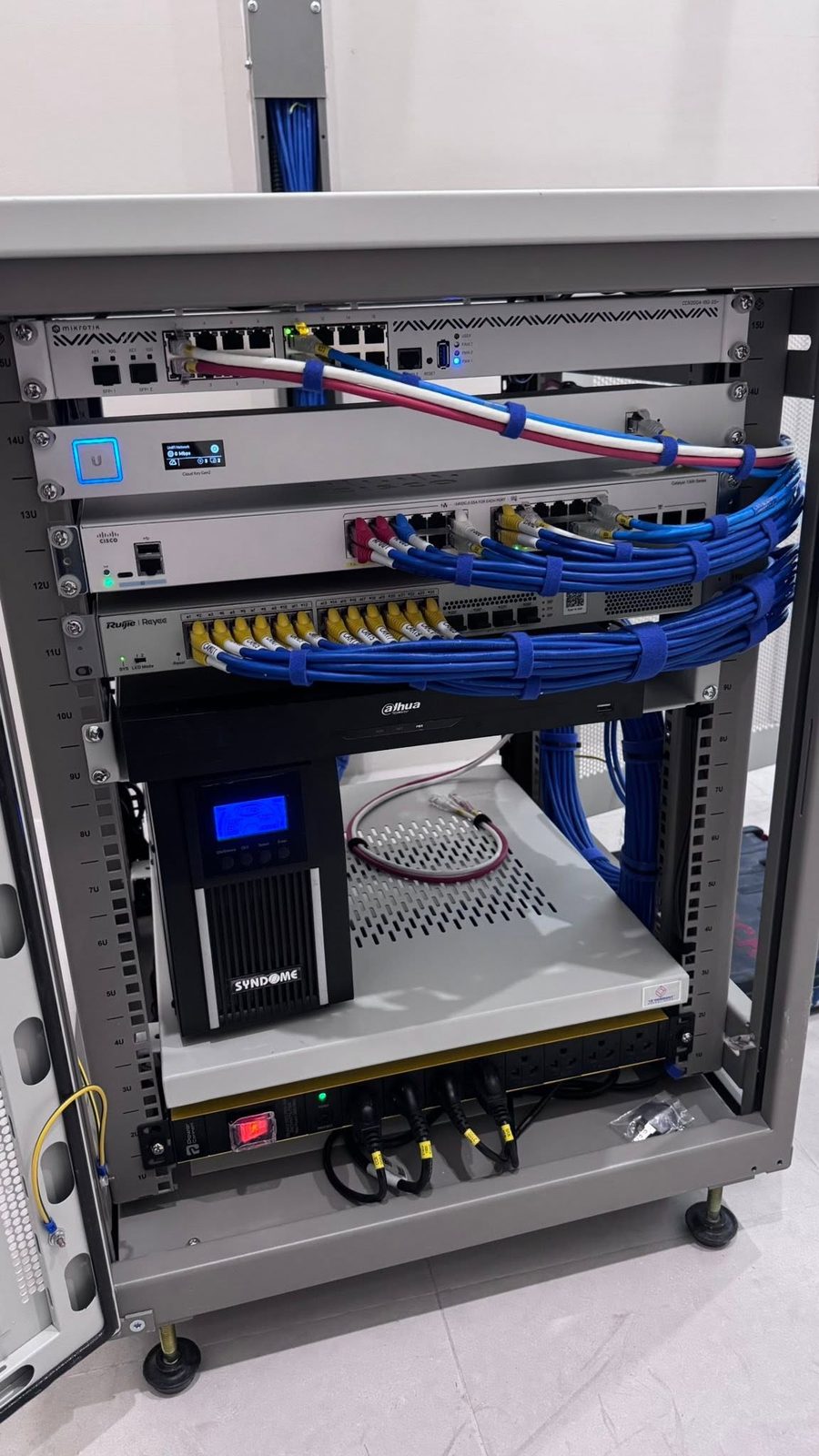 ตู้ Rack ที่ติดตั้งและจัดสายเรียบร้อย